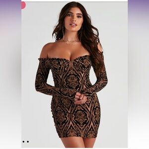 Black off the shoulder cocktail dress